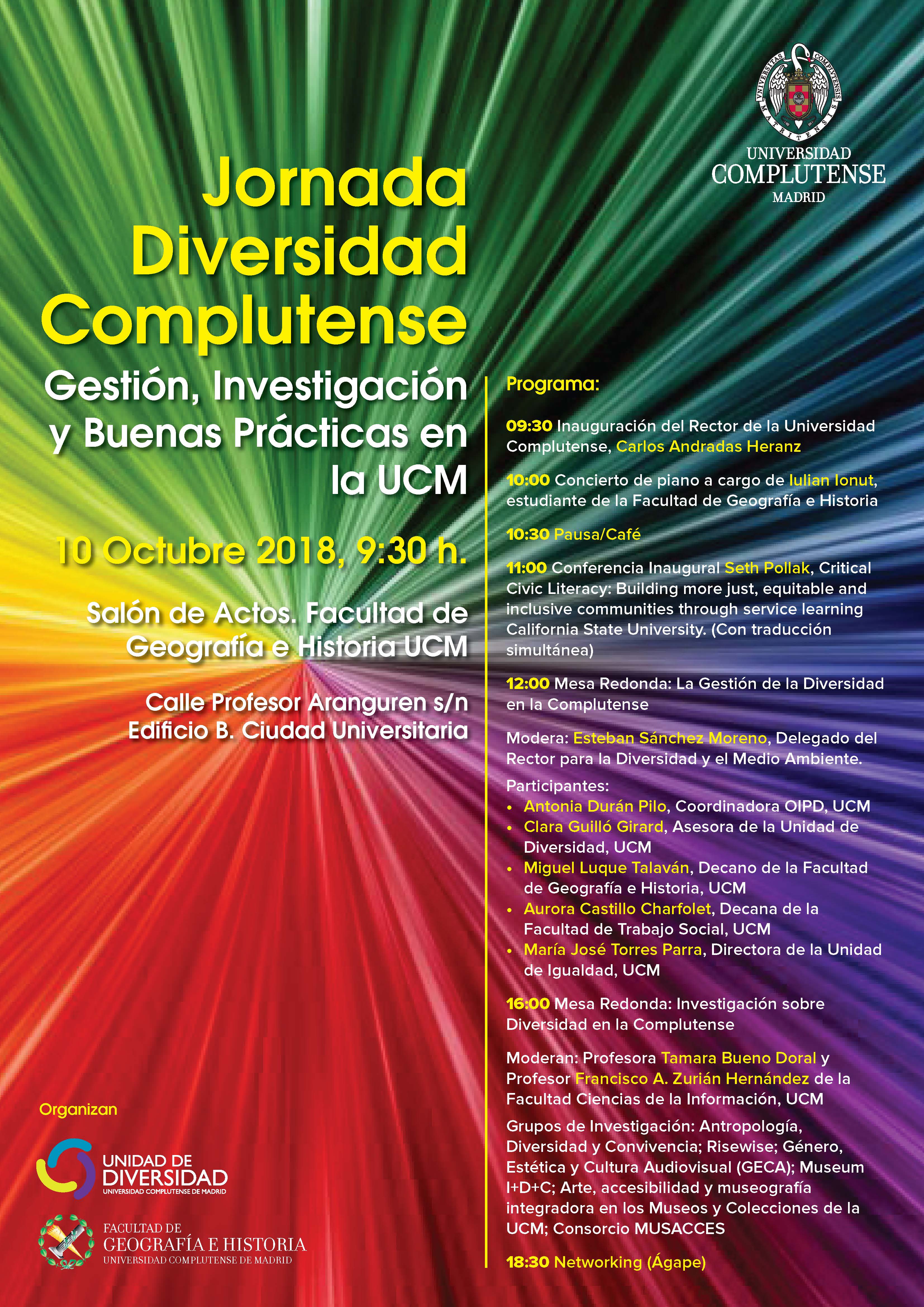 Jornada Diversidad Complutense: Gestión, Investigación y Buenas Prácticas en la UCM (Miércoles, 10 de octubre)